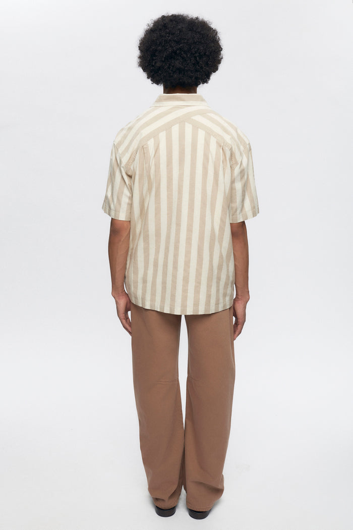 Abu-Simbel Short Sleeve Shirt in Natural Stripe