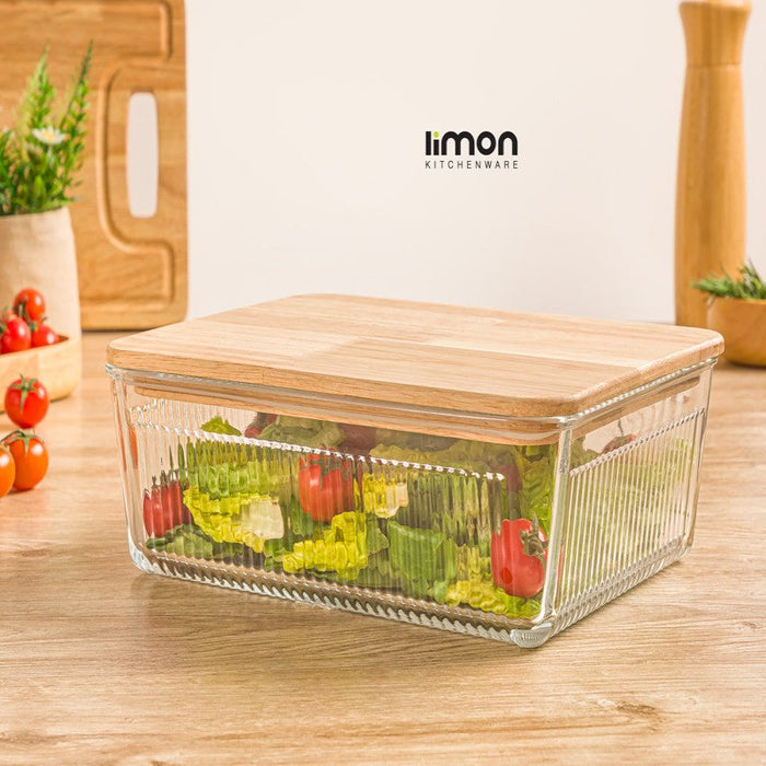 GLASS CONTAINER WITH WOODEN LID 2.250 L 2192
