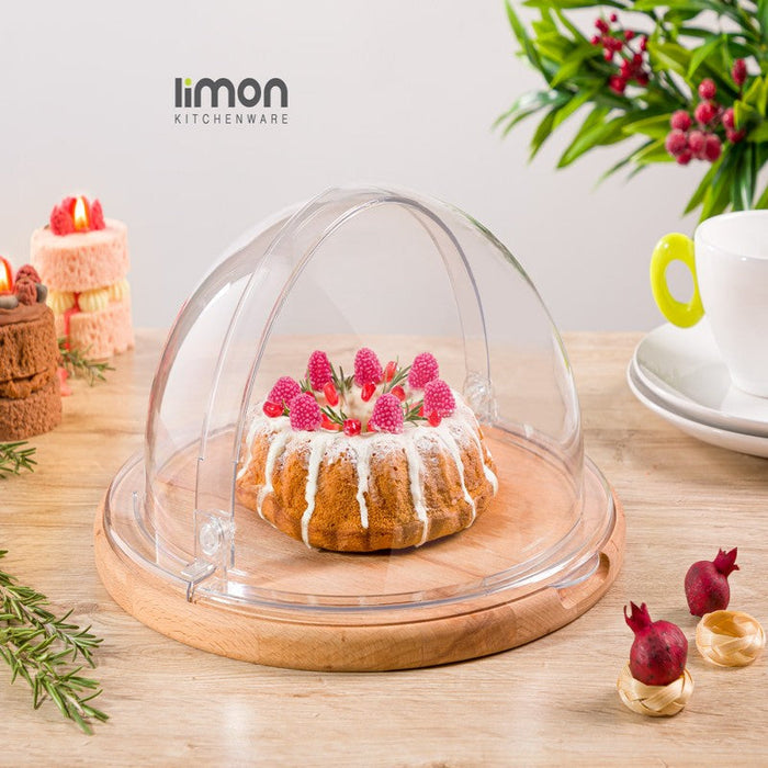 LIMON ROLL TOP SERVING TRAY WITH WOODEN BASE 2179