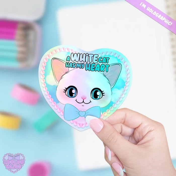 LooLooKazoo Cat Lover Holographic Vinyl Stickers