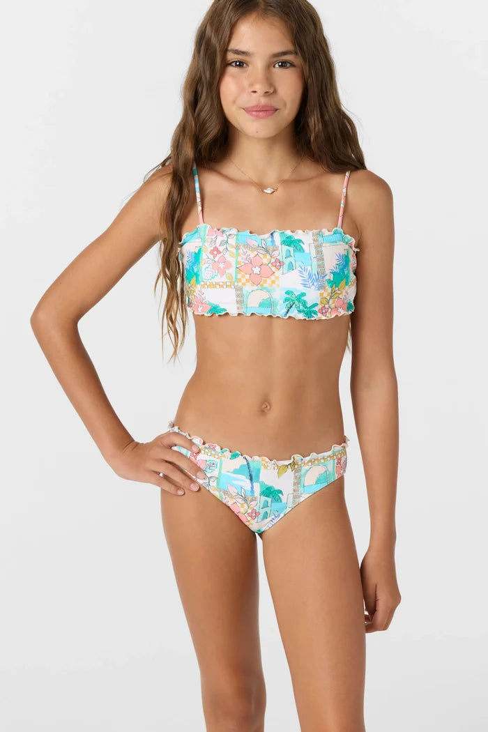 O’Neill girls ruffle edge bikini set floral print