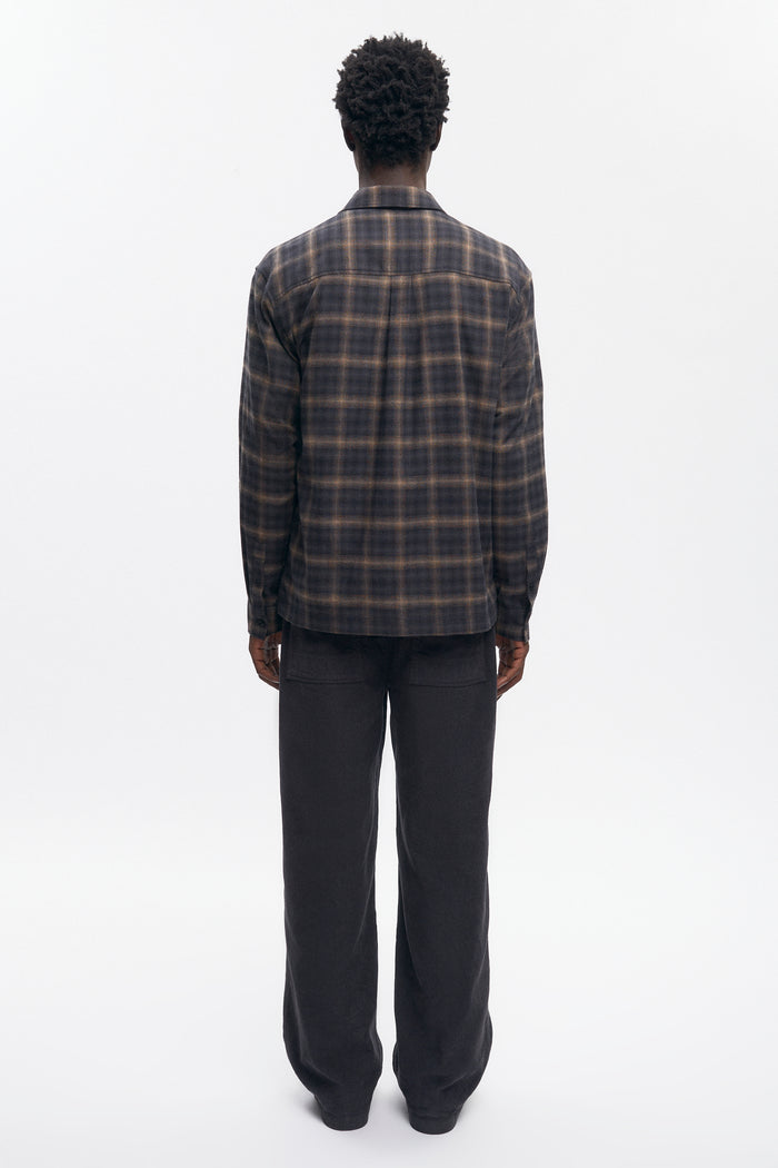 Men's Flannel Shirt in Brown Plaid