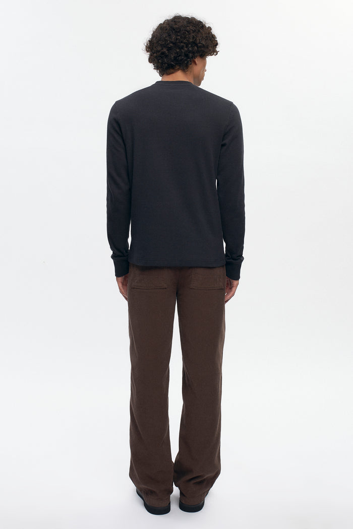 Men's Rib Henley in Black