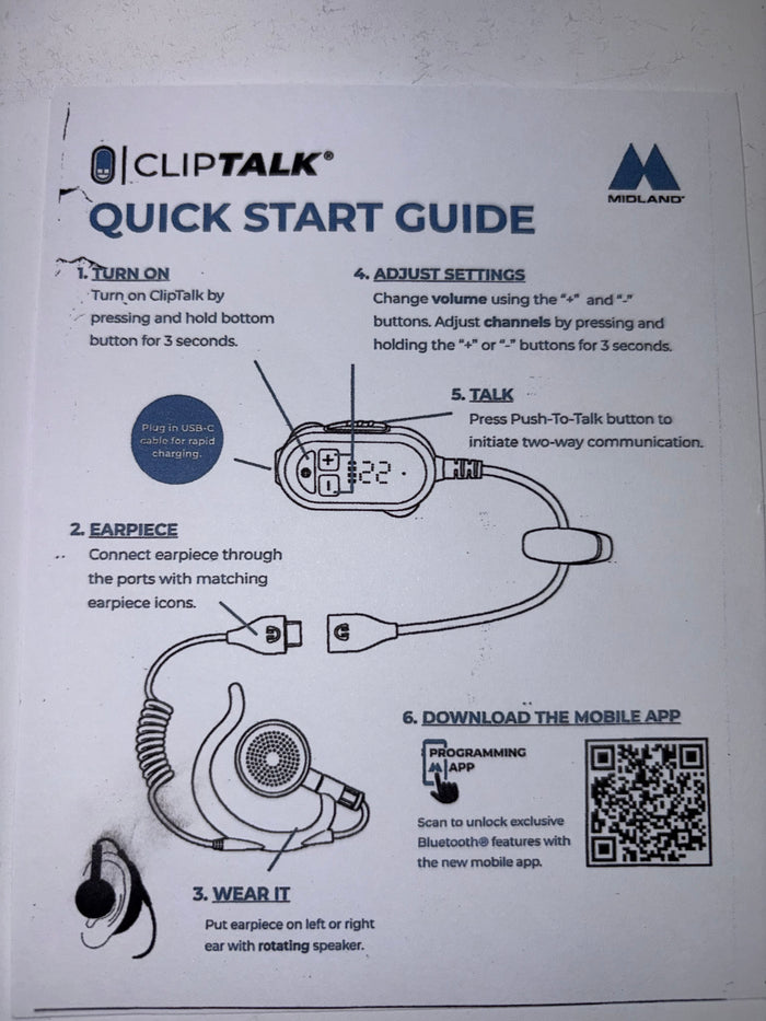 NEW Midland Clip Talk Micro 2-Way Radio-2Pack
