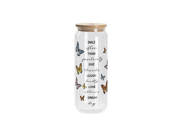Sublimation Blanks 25oz/750ml Frosted Can Glass Mug with bamboo lid