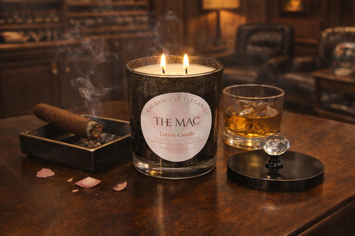 The Mac Lotion Candle 15oz double wick 72 hour burn - Fragrance of Elegance