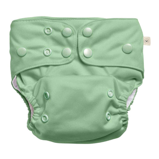 EcoNaps 2.0 Modern Cloth Nappy - bamboo reusable with adjustable snaps in green.