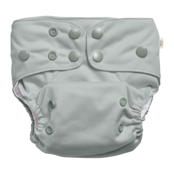 EcoNaps 2.0 Modern Cloth Nappy - bamboo reusable with adjustable snaps,  light grey fabric colour.