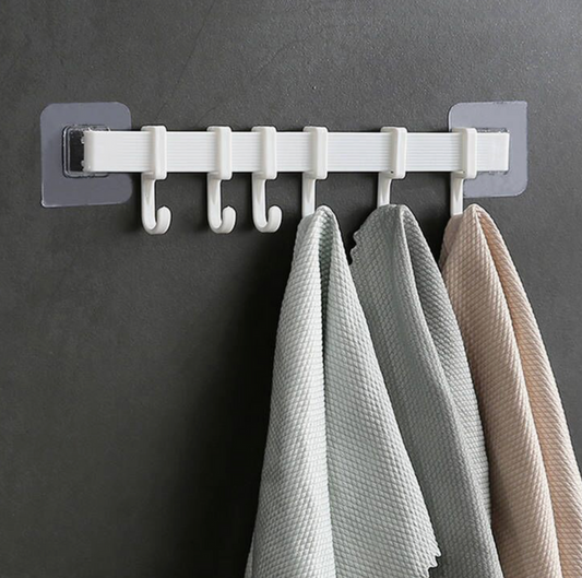2XMultifunction Kitchen Storage Hook Cupboard 6 Hook Home Organizer Storage Rack