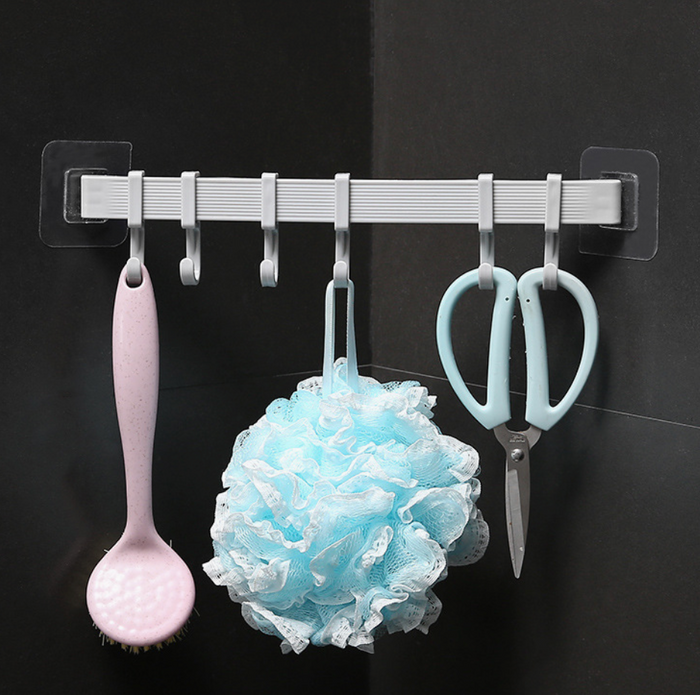 2XMultifunction Kitchen Storage Hook Cupboard 6 Hook Home Organizer Storage Rack
