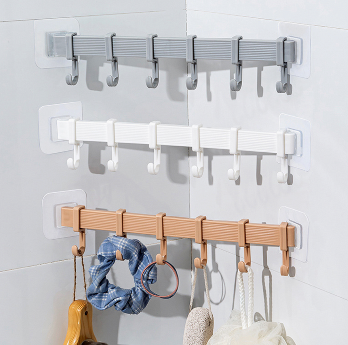 2XMultifunction Kitchen Storage Hook Cupboard 6 Hook Home Organizer Storage Rack