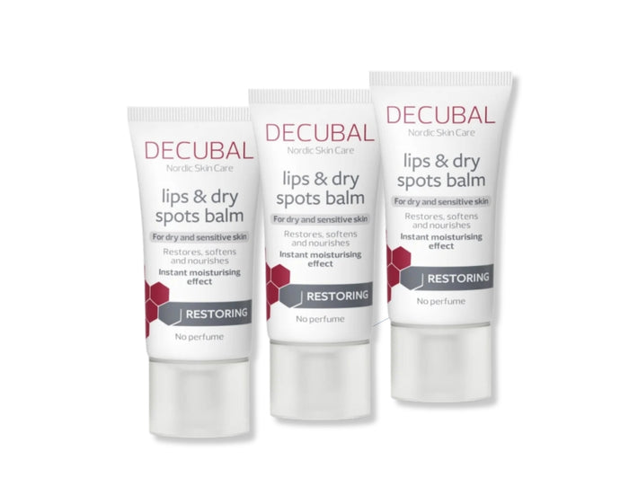 3 × Decubal Restoring Lips & Dry Spots Balm 30ml (1.01 fl oz) – Intensive Moisturizing Balm for Dry Lips & Sensitive Skin