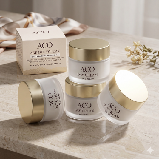 4 × ACO Face Age Delay+ Day Cream 50ml (1.69 fl oz) – Anti-Ageing Daily Moisturizer for Mature Skin