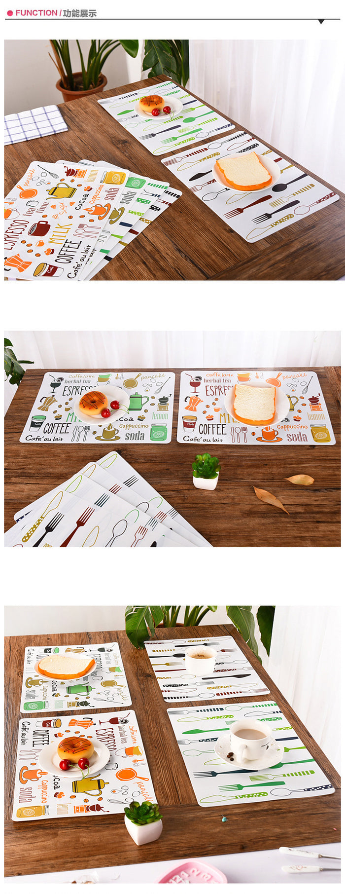 4PCS Placemats PVC Table Mat  Dining Table Disc Pads