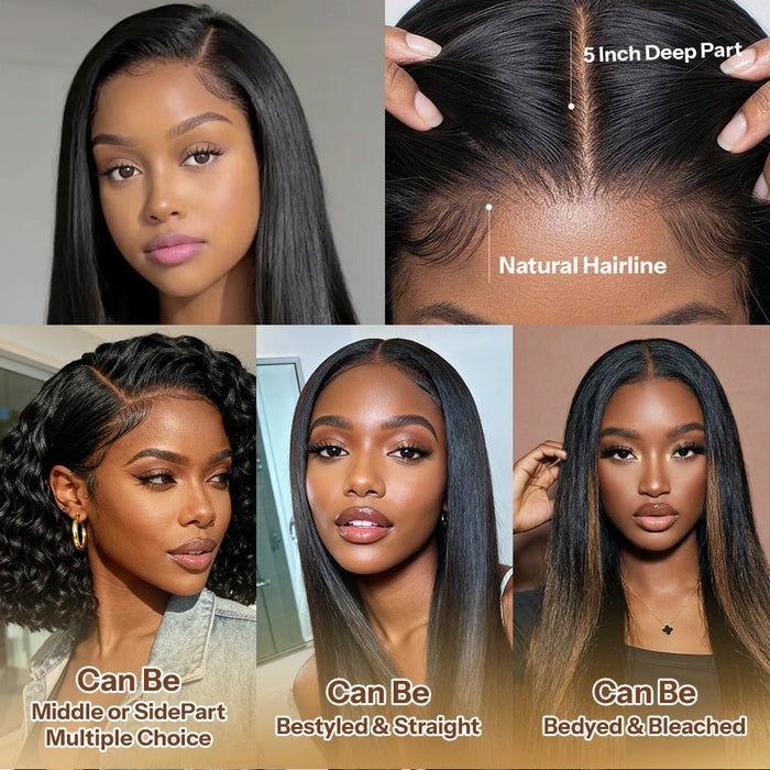 5×5 Skinlike Transparent Lace Closure Straight 100% Burmese Remy Human Hair Natural Color Deep parting - newmiss hair