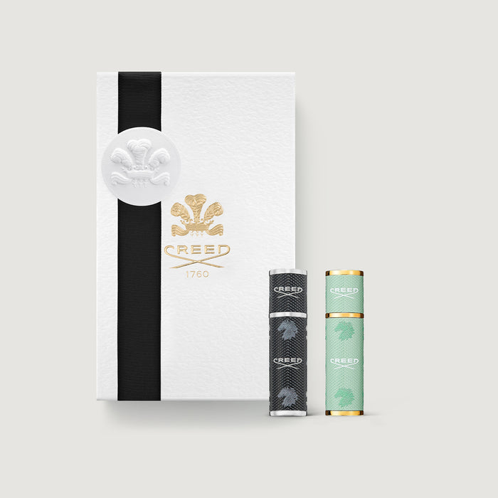 Black & Mint Green 5ml Travel Atomiser Duo Set with Gift Box - Front View | Creed Fragrances