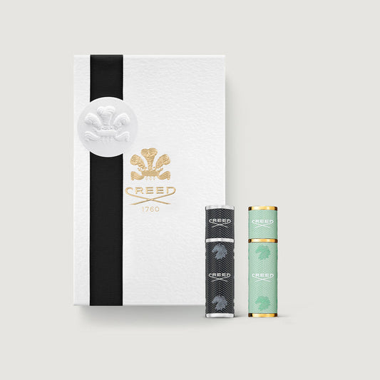 Black & Mint Green 5ml Travel Atomiser Duo Set with Gift Box - Front View | Creed Fragrances