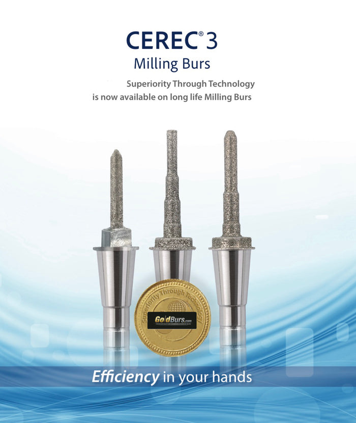 GoldBurs CEREC®3 Milling Burs BUY 1 GET 1 FREE  Lithium disilicate, IPS e.max®**, Glass Ceramics, Hybrid Ceramics