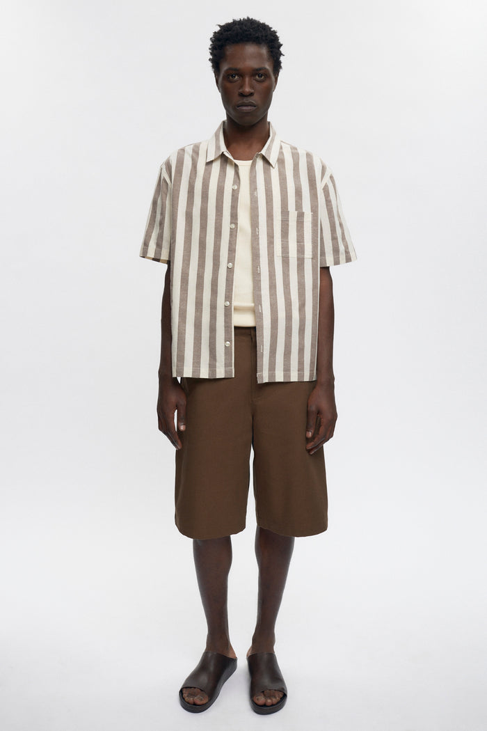 Abu-Simbel Short Sleeve Shirt in Coffee Bean Stripe