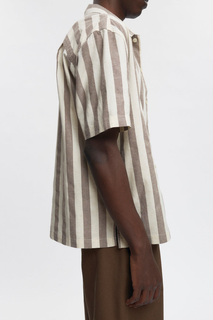 Abu-Simbel Short Sleeve Shirt in Coffee Bean Stripe