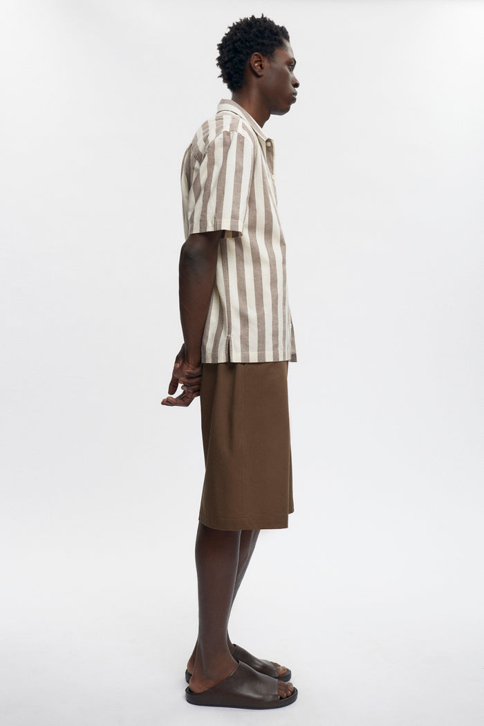 Abu-Simbel Short Sleeve Shirt in Coffee Bean Stripe