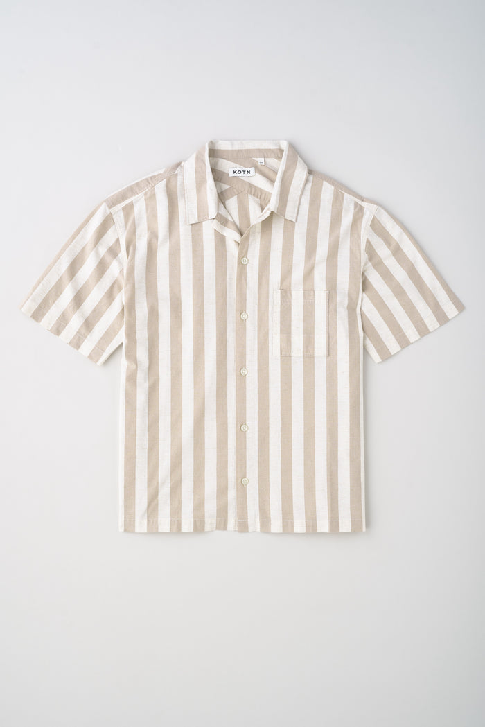 Abu-Simbel Short Sleeve Shirt in Natural Stripe