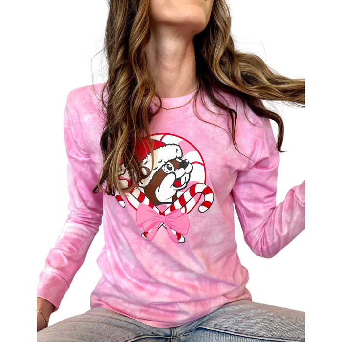 Adult Buc-ee’s Long Sleeve Christmas Pink Shirt