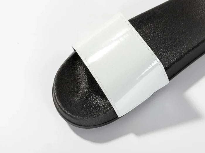 Adult Slippers w/ Sublimation PU Leather ( Black Sole)