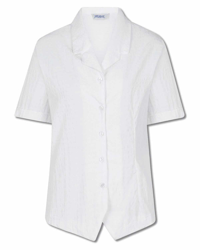 Angela White Cotton Rich Seersucker Blouse - Image 2 - Country Collection