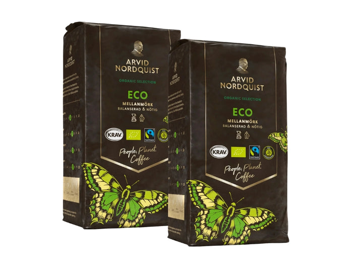 Arvid Nordquist Selection Eco Ground Coffee 2 × 450g (2 × 15.87 oz) – Organic KRAV & Fairtrade Certified Swedish Coffee
