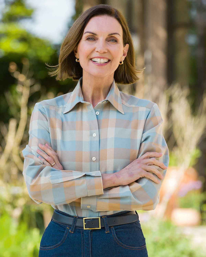 Aubrey Checked Pure Cotton Long Sleeve Blouse - Country Collection