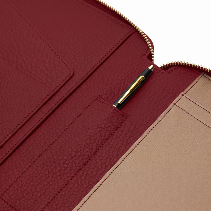 B5 Composition Zippered Spiral Journal Garnet Red