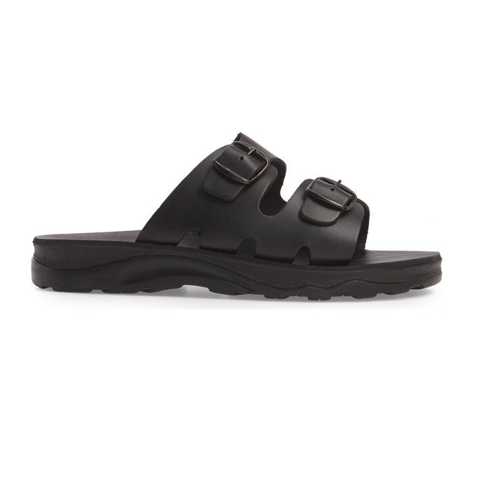 Barnabas Black, handmade leather slide sandals - Side View
