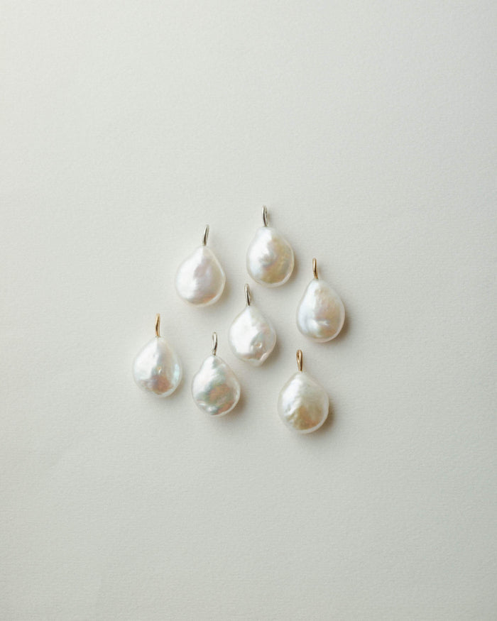 GLDN baroque pearl pendants.