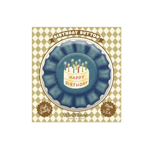 Blue Ribbon Birthday Button