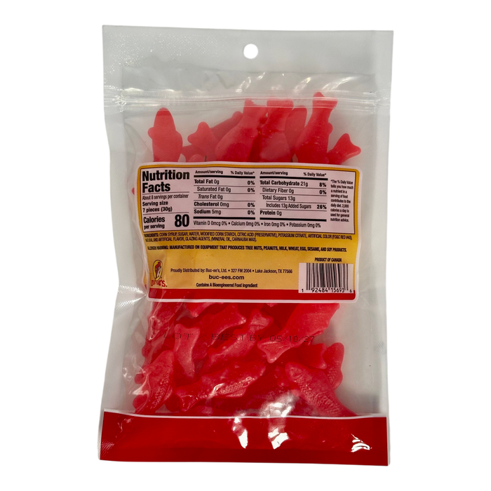 Red gummi fish candy - chewy texture for snacking
