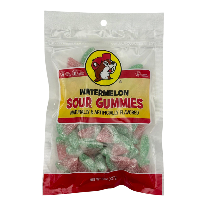 Green and pink sour gummies - watermelon flavor