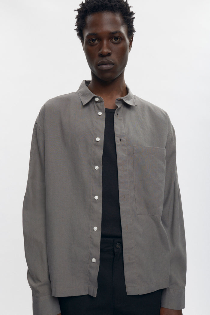 Cairo Linen Shirt in Warm Grey
