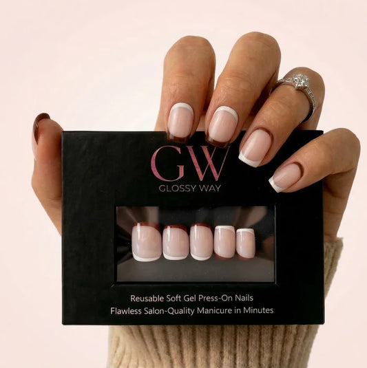 Cappuccino Grace press on nails by Glossy Way