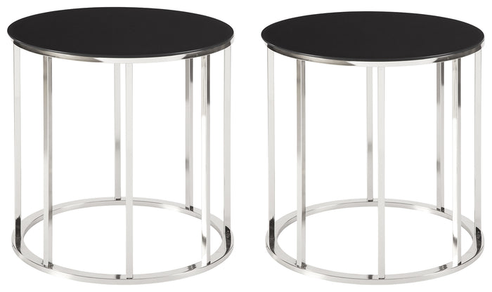 Clenco T305 Black/Chrome Finish 2-Piece End Table Set