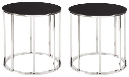 Clenco T305 Black/Chrome Finish 2-Piece End Table Set