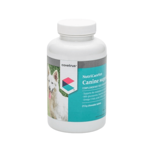 Covetrus NutriCareVet Canine supplement bottle on a white background