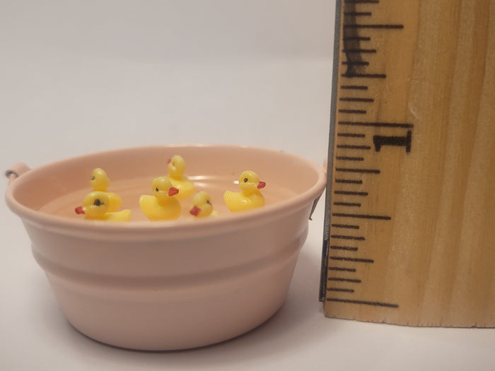 Ducklings in Pink Galvanized Bucket