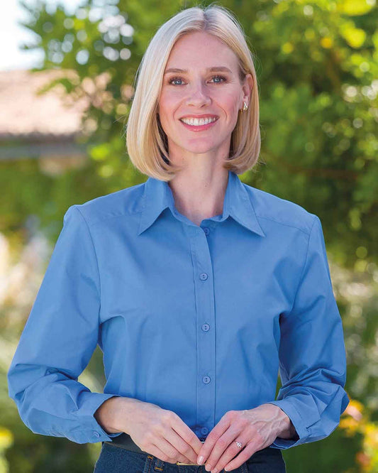 Easycare Long Sleeve Plain Polycotton Shirts - Delphinium - Country Collection
