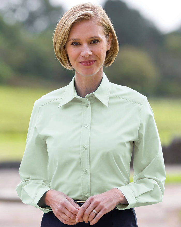 Easycare Long Sleeve Plain Polycotton Shirts - Mint - Country Collection