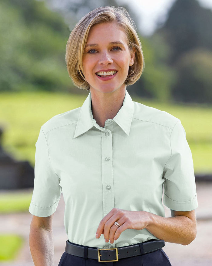 Easycare Short Sleeve Plain Polycotton Shirts - Mint - Country Collection