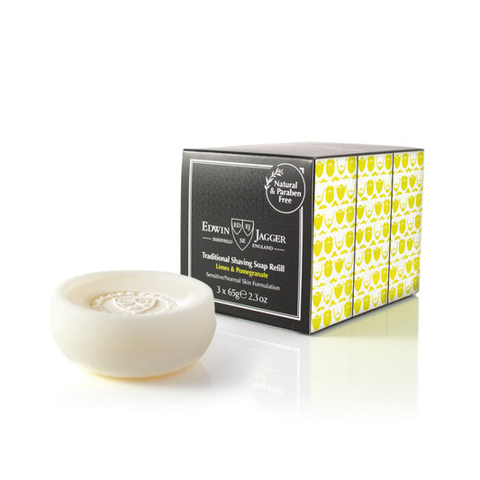 Edwin Jagger Limes & Pomegranate Shaving Soap Refill 65g (3 Pack).