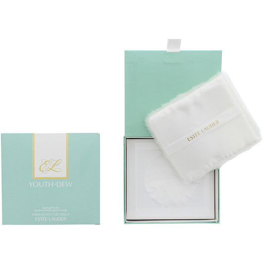 Estée Lauder Youth-Dew fragranced dusting powder in a 200g container, showing the elegant packaging and powder surface.