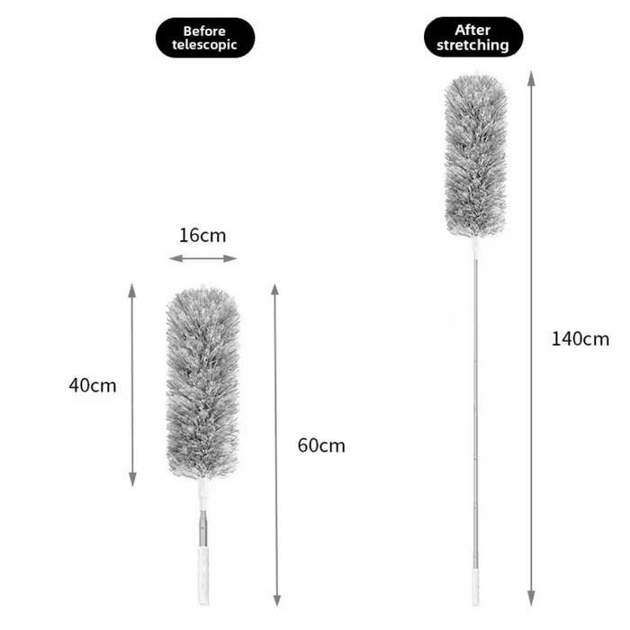 Extra-Long Retractable Duster with Extendable Rod Reusable Microfiber Brush