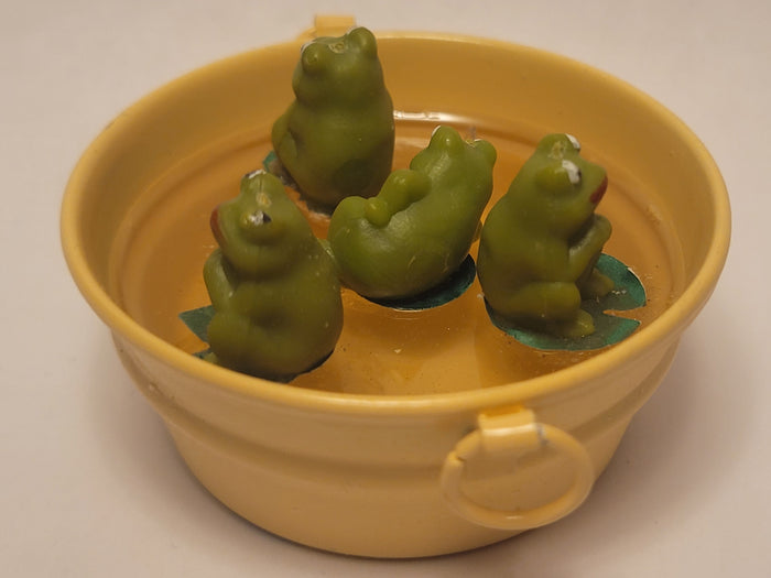 Four Frogs in Galvanized Yellow Tub